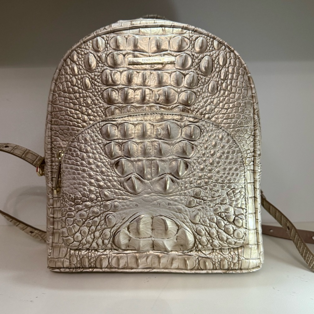 Brahmin Metallic Croc-Embossed Backpack